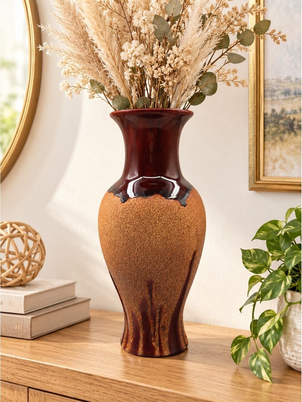 Vintage Royal Haeger Earth Wrap Brown Textured Pottery Vase MCM 12.75"